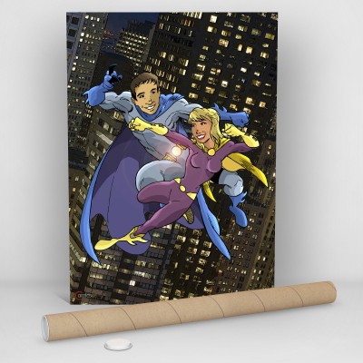 Super Couple Fighting, Comicsus Personalised Comic Poster