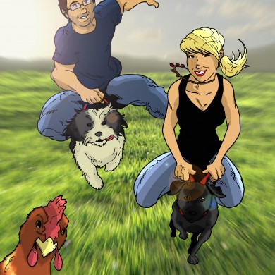 Riding the dogs, Comicsus Personalised Cartoon